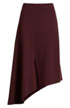 Women's Halogen Asymmetrical Ponte Skirt, Size - Burgundy