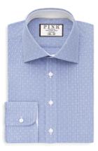 Men's Thomas Pink Slim Fit Dobby Check Dress Shirt - Blue
