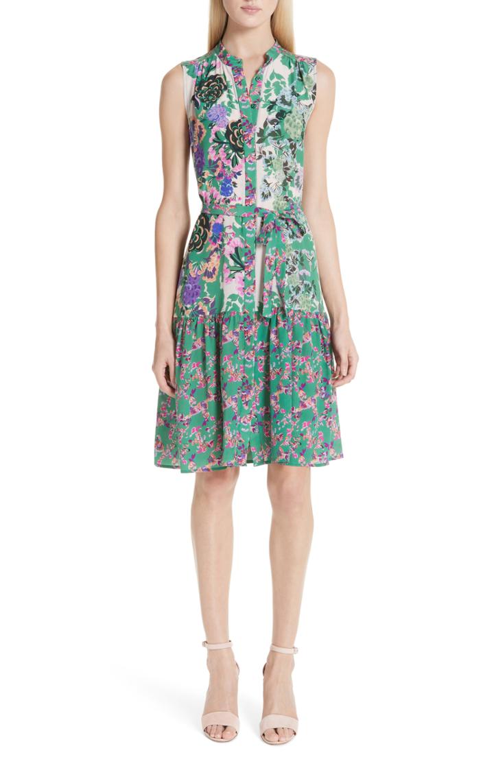 Women's Saloni Tilly Print Silk Dress - Green