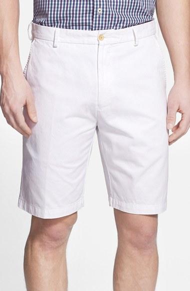 Men's Peter Millar 'winston' Washed Twill Flat Front Shorts - White