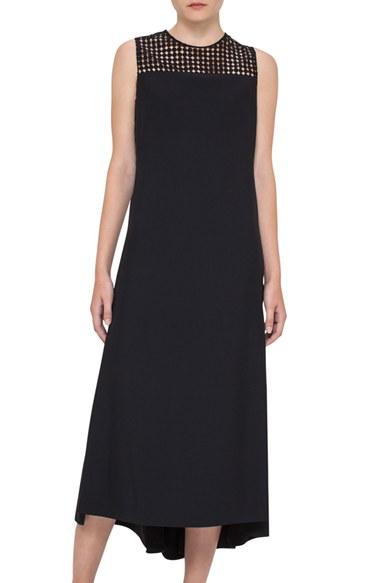 Women's Akris Punto Dot Mesh Inset Midi Dress