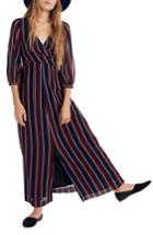 Women's Madewell Stripe Wraparound Maxi Dress - Black