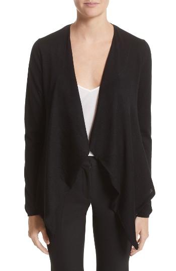 Women's Burberry Tordino Merino Wool & Silk Waterfall Cardigan - Black
