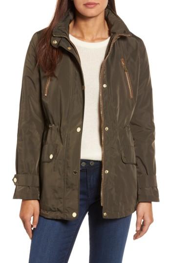 Women's Michael Michael Kors Faux Leather Trim Anorak - Green