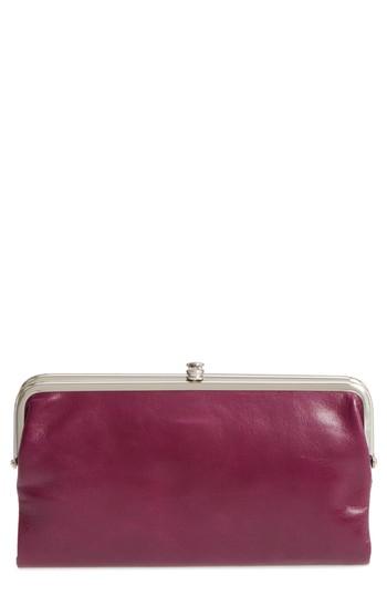 Women's Hobo 'lauren' Leather Double Frame Clutch - Purple