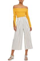 Women's Topshop Stripe Crop Wide Leg Trousers Us (fits Like 0-2) - Black