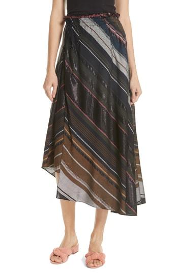 Women's Apiece Apart Turkanna Stripe Midi Skirt - Brown
