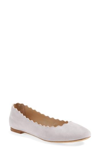 Women's Chloe 'lauren' Scalloped Ballet Flat .5us / 35.5eu - Grey