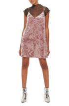 Women's Topshop Glitter Star Velvet Slipdress Us (fits Like 0) - Pink