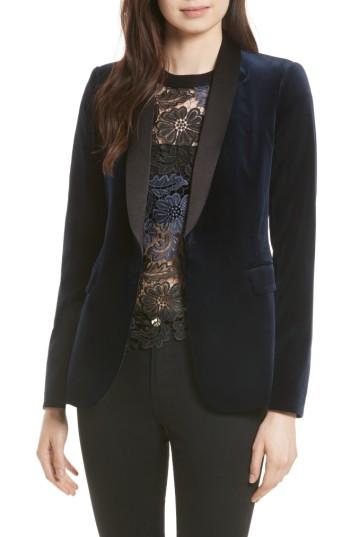Women's Alice + Olivia Macey Velvet Tuxedo Jacket - Blue