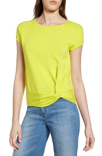 Women's Halogen Twist Front Cotton Sweater - Green