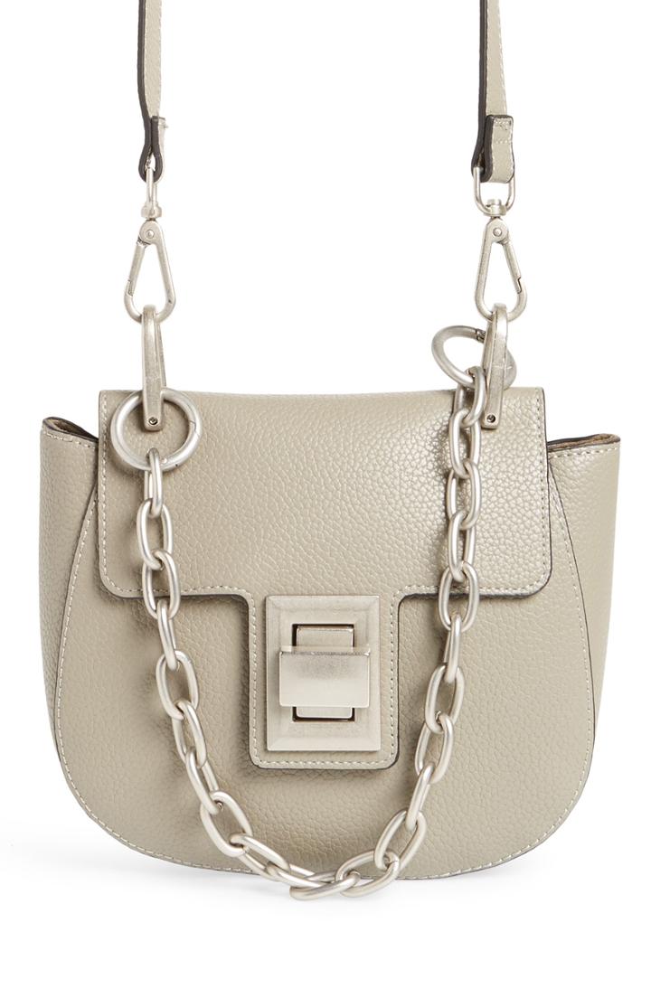 Steve Madden Draped Chain Faux Leather Crossbody Bag - Grey