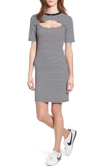 Women's The Fifth Label Stripe Cutout Dress - Black