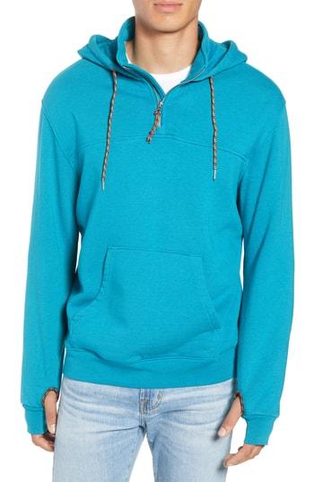 Men's Frame Classic Fit Quarter Zip Hoodie - Blue/green