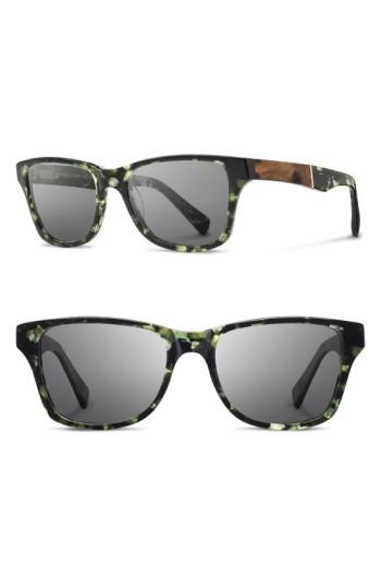 Women's Shwood Polarized Wood Inlay Sunglasses - Darkforest/ Elm/ Grey Polar