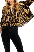 Women's Topshop Ikat Cropped Blouse Us (fits Like 0) - Yellow