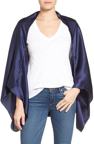 Women's Echo Hammered Silk Cocoon Poncho, Size - Blue