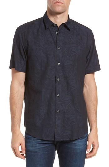 Men's Coastaoro Princeville Regular Fit Print Short Sleeve Sport Shirt - Blue