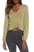 Women's Noisy May Sara Tie Ruched Crop Top - Green