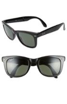 Women's Ray-ban 50mm Wayfarer Polarized Folding Sunglasses - Black/ Green Solid
