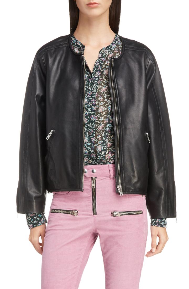 Women's Isabel Marant Etoile Akady Leather Jacket Us / 36 Fr - Black