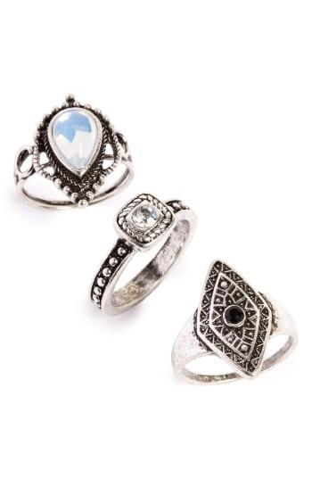 Women's Topshop Antiqued Stone Rings (set Of 3)