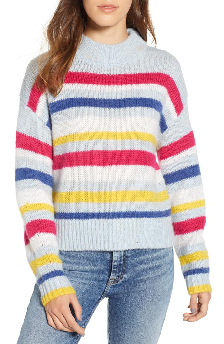 Women's Rebecca Minkoff Brittany Stripe Mock Neck Sweater - Blue