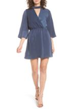 Women's Everly Choker Neck Wrap Dress - Blue