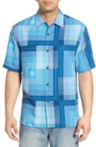 Men's Tomy Bahama Greek Grid Fit Silk Camp Shirt