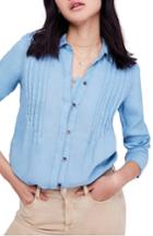 Women's Free People Breezy Mornings Linen Shirt - Blue