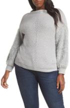 Women's Cece Fuzzy Sleeve Cotton Blend Pullover Sweater - Grey