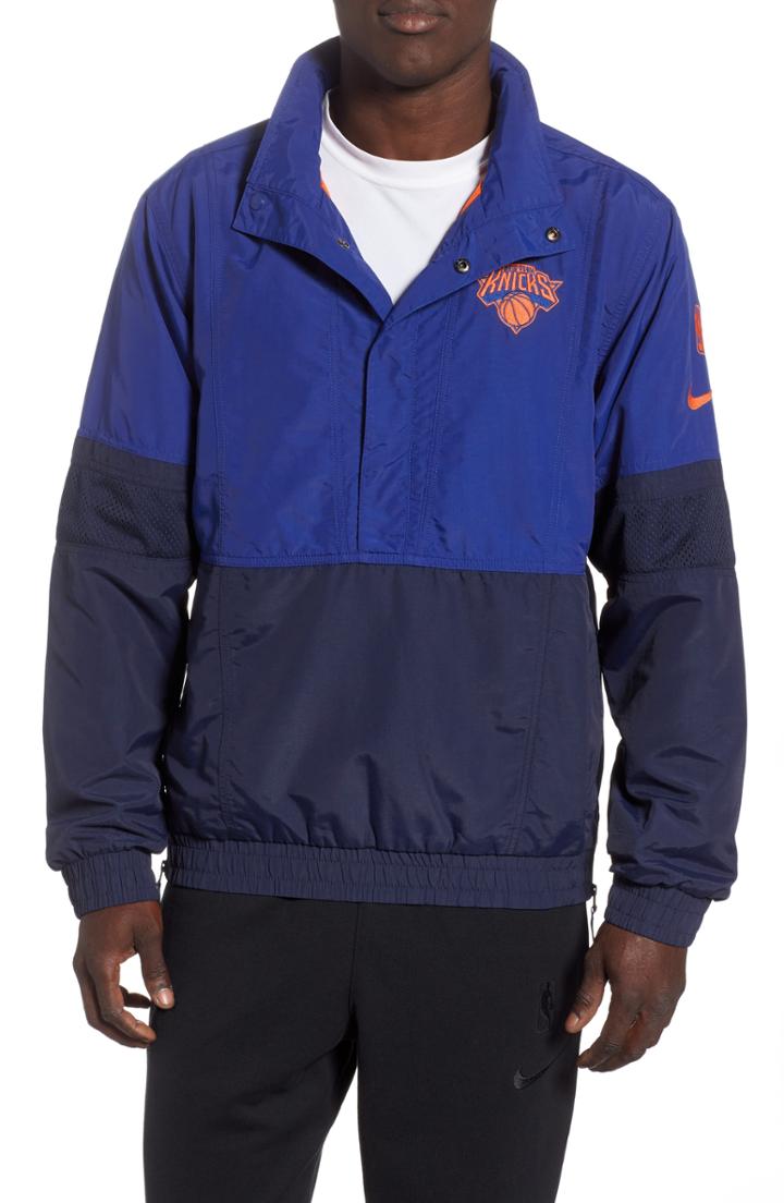 Men's Nike New York Knicks Courtside Warm-up Jacket, Size - Blue