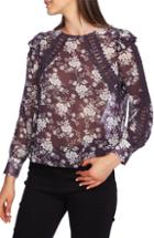 Women's 1.state Forest Lace & Chiffon Top, Size - Purple