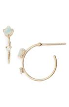 Women's Wwake Counting Collection Small Two-step Opal & Diamond Hoop Earrings