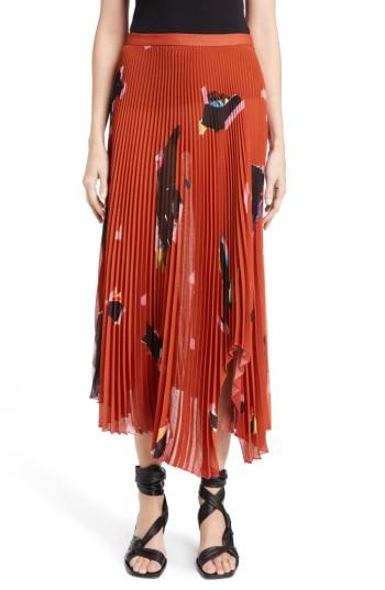 Women's Proenza Schouler Asymmetrical Pleated Skirt - Orange