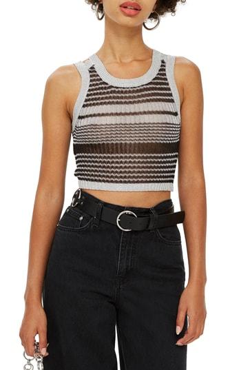Women's Topshop Metallic Yarn Stripe Tank