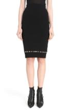 Women's Givenchy Imitation Pearl Inset Wool Blend Skirt - Black