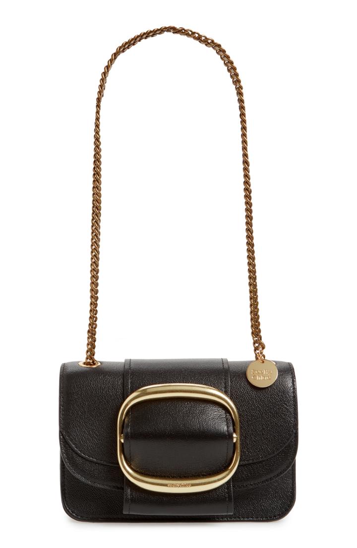 See By Chloe Hopper Leather Shoulder Bag - Black