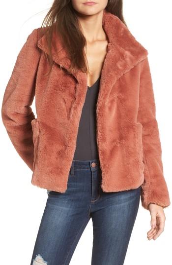 Women's Leith Fur-fect Faux Fur Jacket, Size - Coral