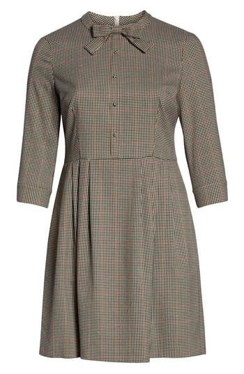 Women's Gal Meets Glam Collection Blanche Check Bow Tie Fit & Flare Dress