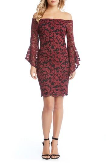 Women's Karen Kane Samantha Off The Shoulder Lace Dress - Burgundy