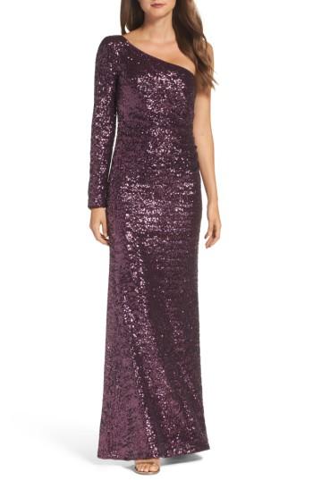 Women's Vince Camuto Ruched Sequin One-shoulder Gown