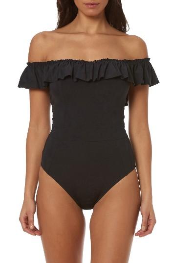 Women's Bleu By Rod Beattie Off The Shoulder One-piece Swimsuit - Black