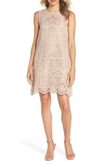 Women's Nsr Scallop Lace Shift Dress - Beige