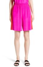 Women's St. John Collection Silk Crepe De Chine Contrast Side Shorts - Pink