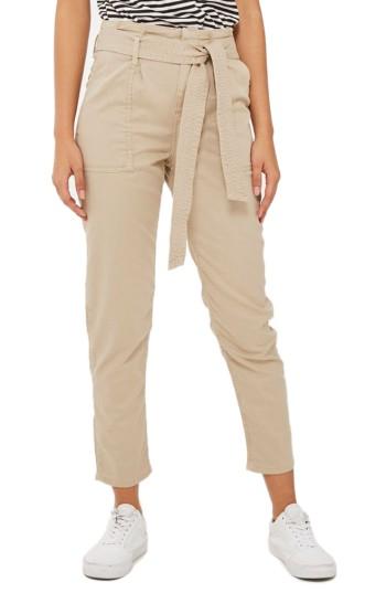 Women's Topshop Paperbag Peg Trousers Us (fits Like 0-2) - Beige