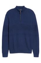 Men's Nordstrom Men's Shop Texture Cotton & Cashmere Quarter Zip Sweater - Blue