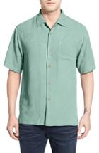 Men's Tommy Bahama 'rio Fronds' Regular Fit Silk Camp Shirt, Size - Blue