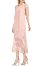 Women's Vince Camuto Sheer Chevron Maxi Dress, Size - Pink