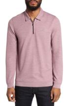 Men's Ted Baker London Modern Slim Fit Long Sleeve Jersey Polo (l) - Pink